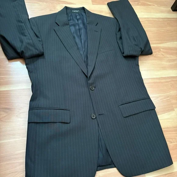 John Varvatos Gray Pinstripe Worsted Wool Sullivan Suit Jacket Blazer Size 40R/M